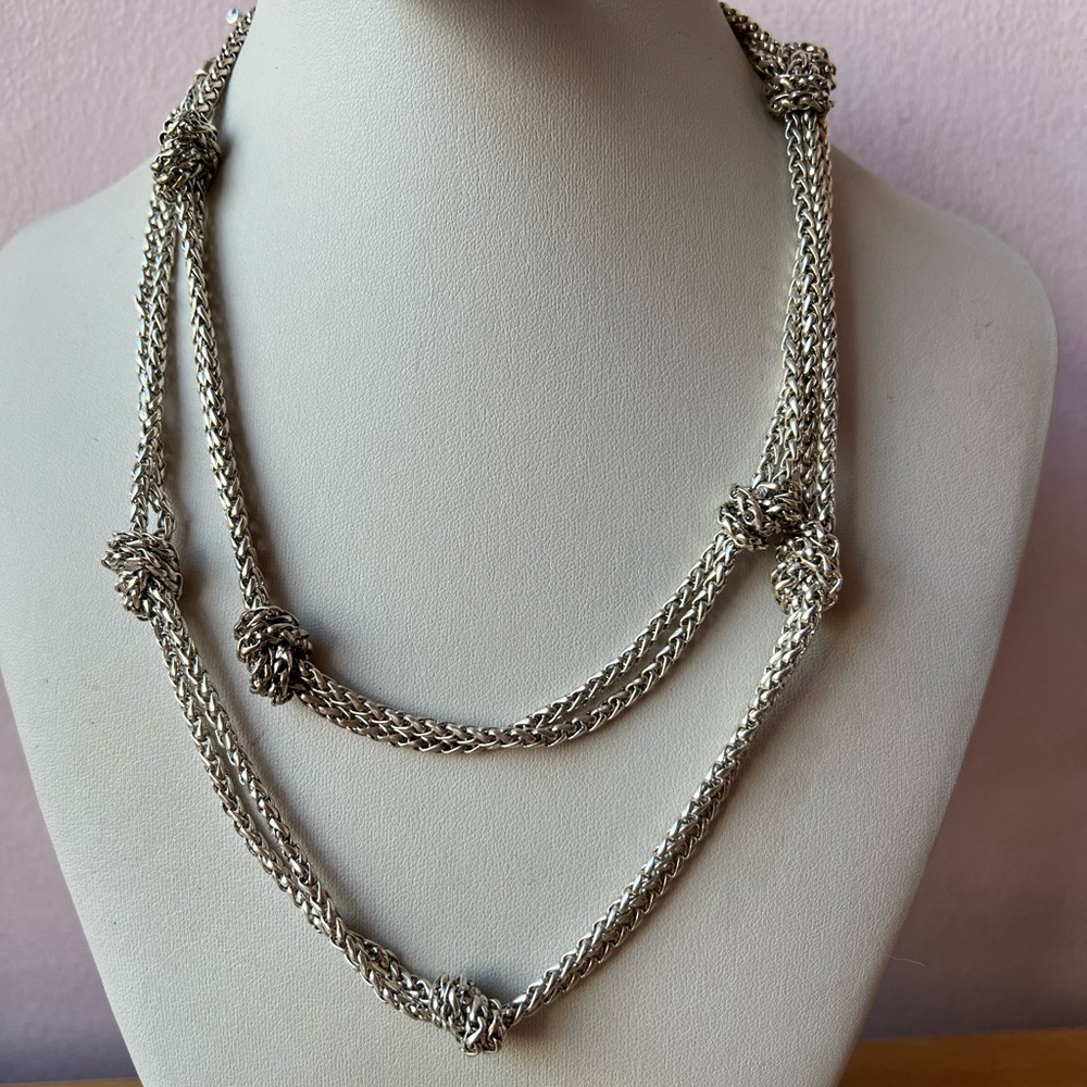 Ralph Lauren Silver-tone long knot toggle necklace Brand New